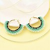 304 Stainless Steel & Bohemian Beaded Fan Hoop Earrings for Women EJEW-R001-01G-03-5