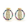 Brass Micro Pave Colorful Cubic Zirconia Stud Earrings for Women EJEW-D086-10G-1