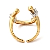 U-Shape Brass Open Cuff Rings for Women RJEW-B062-13GP-3