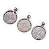 Flat Round Alloy Pendant Cabochon Settings LS-PALLOY-A15654-B-3
