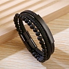 Natural Lava Rock & Glass Round Beaded Bracelets BJEW-G732-02A-1