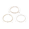3Pcs 3 Style Natural Pearl & Glass Seed Beaded Stretch Bracelets Set for Women BJEW-JB08889-4