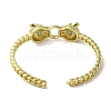 Brass Pave Clear & Green Cubic Zirconia Leopard Open Cuff Bangle for Women BJEW-K246-22A-G-3