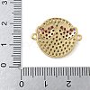 Rack Plating Brass Micro Pave Clear Cubic Zirconia Flat Round Connector Charms KK-A234-040G-01-3