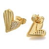 Brass Pave Clear Cubic Zirconia Stud Earrings EJEW-M088-01G-2