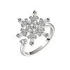 Snowflake 925 Sterling Silver Micro Pave Clear Cubic Zirconia Cuff Spinner Rings WG86A07-01-4