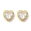 Clear Cubic Zirconia Heart Stud Earrings EJEW-K093-21G-2