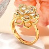 Flower Rotatable Finger Ring for Women RJEW-U035-01G-03-1