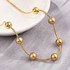 304 Stainless Steel Round Beads Snake Chain Necklaces NJEW-D319-02C-G-3