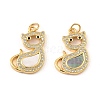 Brass Cubic Zirconia with Shell Pendants KK-K342-21G-1