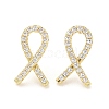 Rack Plating Brass Micro Pave Clear Cubic Zirconia Stud Earrings for Women EJEW-M260-15G-1