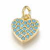 Brass Micro Pave Cubic Zirconia Charms ZIRC-Q015-040G-1