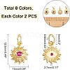  16Pcs 8 Colors Brass Micro Pave Cubic Zirconia Charms KK-NB0001-39-4