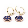 Hollow Out Smiling Face Enamel Hoop Earrings for Women EJEW-G304-01KCG-05-2