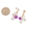 Handmade Glass Seed Beads Flower & 304 Stainless Steel Dangle Stud Earrings for Women EJEW-JE06202-3