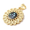 Flower Rack Plating Brass Cubic Zirconia Pendants KK-K385-61G-3