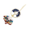 Natural Mixed Gemstone Chips Tree of Life with Chips Tassel Big Pendant Decorations HJEW-H057-03G-A-3