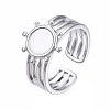 304 Stainless Steel Open Cuff Finger Ring Cabochon Settings STAS-T060-08P-3