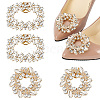 AHADERMAKER 4Pcs 2 Styles Rectangle & Flower Brass Rhinestone Shoe Decorations AJEW-GA0006-93-1