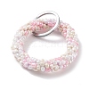 Glass Beaded Bracelet Wrist Keychain AJEW-Z018-01D-1