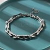 304 Stainless Steel Rectangle Link Chains Bracelets for Men & Women BJEW-D042-46P-3