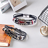 2Pcs 2 Colors Alloy & Leather Cord Bracelets for Men Women BJEW-CL0001-57-3