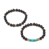 2Pcs 2 Style Natural Imperial Jasper & Wood Beaded Stretch Bracelets Set BJEW-JB07830-4