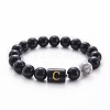 10MM Natural Black Onyx(Dyed & Heated) and Howlite Beaded Stretch Bracelets RH2290-3-1