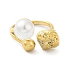 304 Stainless Steel Round Ball Open Cuff Ring with ABS Plastic Imitation Pearl RJEW-G297-02G-2