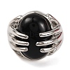 Oval Natural Obsidian Finger Ring G-Q184-06B-P-2