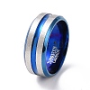 Two Tone 201 Stainless Steel Grooved Line Finger Ring for Women RJEW-I089-41BUP-1