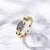 Brass Micro Pave Clear Cubic Zirconia Cuff Finger Rings for Women RJEW-C116-03G-2