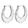 European and American Fashion Cross-border Floral Pattern Stainless Steel Oval Hoop Earrings PW-WG9963E-02-1