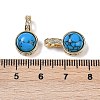 Brass with Cubic Zirconia and Synthetic Turquoise Pendants KK-Q030-17G-3