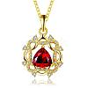 Real 18K Gold Plated Brass Cubic Zirconia Flower Pendant Necklaces NJEW-BB03721-G-1