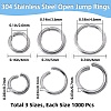 SOFPLATE 3000Pcs 3 Styles 304 Stainless Steel Open Jump Rings STAS-SP0001-68-2