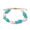 Natural Shell & Synthetic Turquoise Braided Bead Bracelets AJEW-AN00562-3