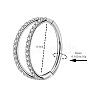 316 Surgical Stainless Steel Micro Pave Clear Cubic Zirconia 2 Line Hoop Cartilage Earrings WGDA01E-01-2