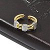 Brass Micro Pave Clear Cubic Zirconia Cuff Finger Rings for Women RJEW-B112-09GP-2