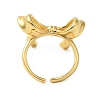 Bowknot Brass Open Cuff Finger Rings for Women RJEW-A048-30G-3