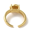 Rack Plating Brass Micro Pave Clear Cubic Zirconia Cuff Ring RJEW-P104-05G-3