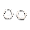 Tarnish Resistant 304 Stainless Steel Hexagon Huggie Hoop Earrings STAS-J033-03B-P-2