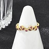 Flower Brass Glass Cuff
 Rings for Women RJEW-S400-01G-3