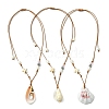 3Pcs Shell Beaded Teardrop Pendant Necklaces NJEW-TA00179-2