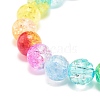 Rainbow Acrylic Round Beaded Stretch Bracelet for Women BJEW-JB07555-4