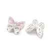 Brass Pave Cubic Zirconia Butterfly Beads KK-C168-07S-2