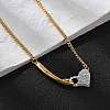 304 Stainless Steel Crystal Rhinestone Heart Pendant Necklaces for Women NJEW-Z061-12G-2