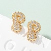 Brass Micro Pave Cubic Zirconia Stud Earrings EJEW-Z091-04G-P-1