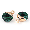 Synthetic Malachite Flat Round/Donut Charms G-I347-03-3