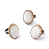 Natural Shell Oval Adjustable Ring with Rhinestone RJEW-E052-06AB-1